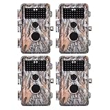 4-Pack Game Trail Deer Cameras 16MP 1080P for Hunting Wildlife No Glow Infrared Night Vision Time Lapse Motion Activated IP66 Waterproof & Password Protected, Photo & Video Model, 2.4" LCD, Time Stamp