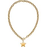 GREICHFAN Heart/Star Pendant Necklace for Women 18K Gold Choker Necklaces Chunky Charm Necklaces Statement Necklace Trendy Jewelry