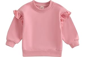 Doisbetthsay Baby Girl Boy Sweatshirts Toddler Trendy Solid Color Crew Neck Long Sleeve Pullovers Child Loose Top