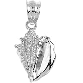 Claddagh Gold Polished 925 Sterling Silver Sea Shell Charm Necklace Pendant