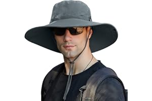 【Oversize XXL】 Sun Hat for Men,【UPF50+Waterproof Wide-Brim】 Boonie-Hat Sun-Hat Fishing-Hat for Safari Hiking Beach Garden