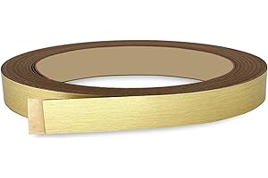 UNMAR Brushed Gold PVC 1/2 inch x 25 ft Edge Banding Peel Stick Tape Adhesive Metal Edging Veneer Aluminum Trim Flexible Strip Molding Mdf Wood Cabinet Laminate Shelf Furniture Countertop Formica Plywood