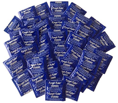 Rough rider studded lubricated latex condoms with silve…