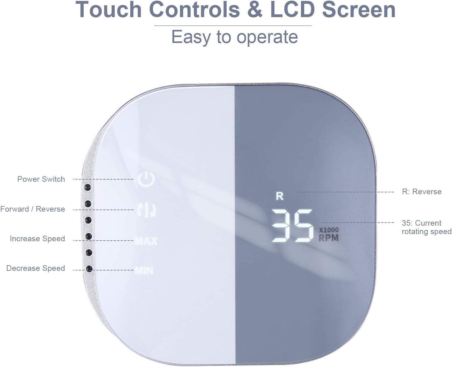 Electric Nail Files, JCMASTER® TouchPro+ Nail Drill Professional E File Kit, Touch Control, LED Display - Image 3
