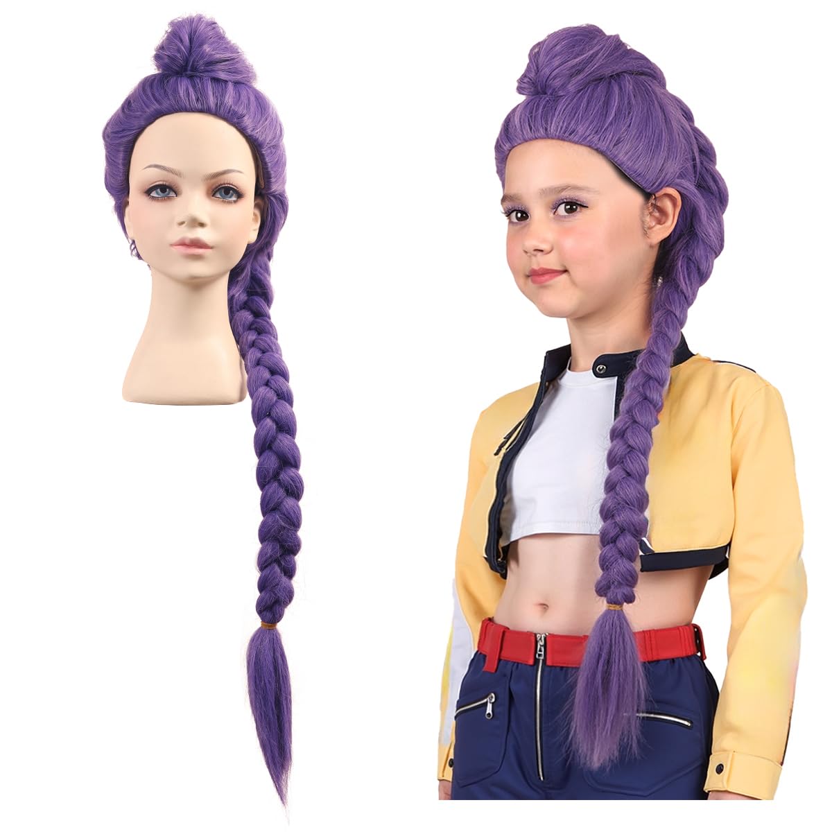 Photo 1 of FantaLook Long Purple Braid Cosplay Wig for Halloween Party Costume (Small Size)