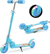 TENBOOM Kids Scooter LED Light Up Wheels 2 Wheel Adjustable T-Bar 4-13