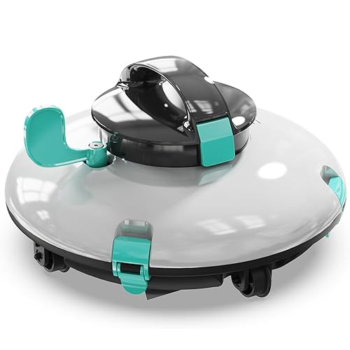 Cordless Robotic Pool Cleaner, Automatic Above Ground Pool Vacuum with 70 Mins Runtime, 15KPa Powerful Suction, Self-Parking, Lightweight, Ideal for Above-Ground Flat Pools up to 38 Feet, Green