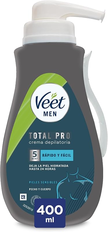Men Crema Depilatoria Corporal Para Hombre, Piel Sensible, 400 ml (Paquete de 1)