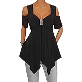 Funfash Women Plus Size Shimmer Black Off Shoulders Blouse Top Shirt Made in USA