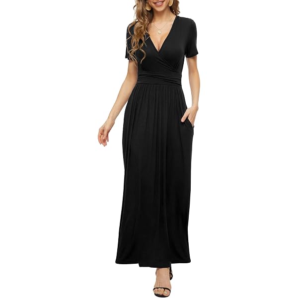 Amazon.com: LILBETTER Women Deep V Neck Loose Plain Long Maxi Casual Dress(3X-Large)  : Clothing, Shoes & Jewelry