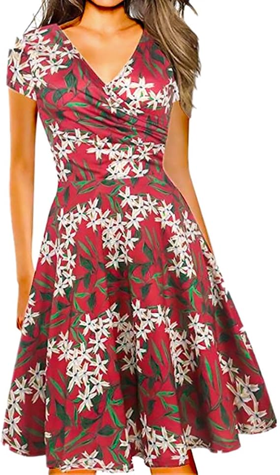 Kleid Mit Ausgestelltem Rock Knielang
