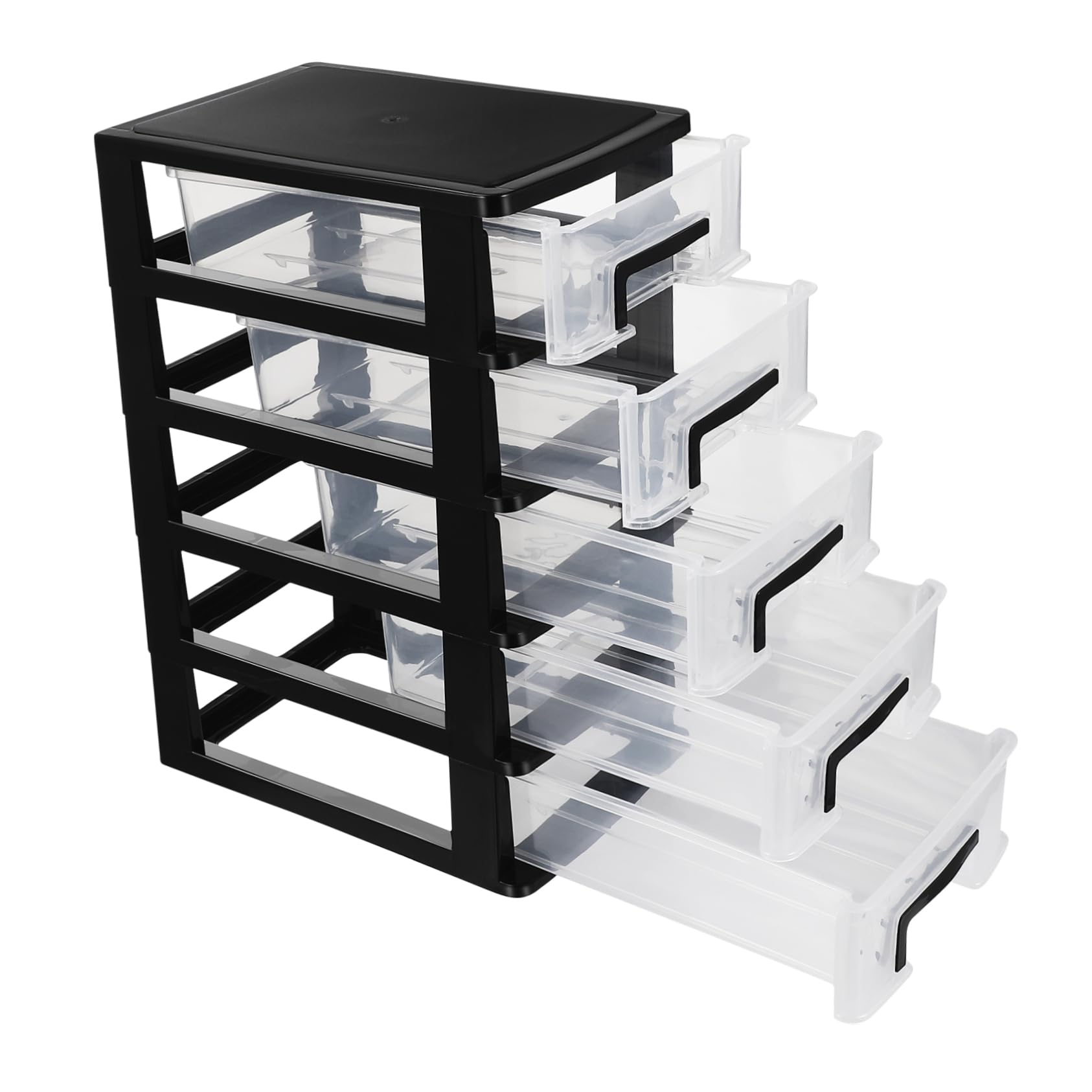 Angoily Small Office Desk Five- Layer Storage Drawers - Portable Drawers Organizer - Transparent Kitchen Pantry Storage Cabinet Multifunction Drawers for Home Office（12.34X8.29X5.97in)