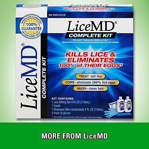LiceMD Head Lice Treatment, Liquid Gel and Lice Comb Eliminates 100 of