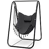 G TALECO GEAR Hammock Chair with Stand,Heavy-Duty and Rustproof Hanging Chair with Stand,Hammock Swing Chair Stand,for Indoor Outdoor Patio Yard Garden Porch (Grey)