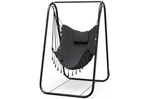 G TALECO GEAR Hammock Chair with Stand,Heavy-Duty and Rustproof Hanging Chair with Stand,Hammock Swing Chair Stand,for Indoor Outdoor Patio Yard Garden Porch (Grey)