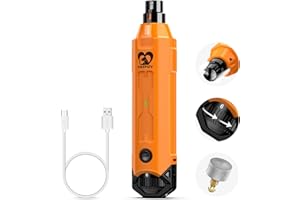 Casfuy 6-Speed Dog Nail Grinder - Newest Enhanced Pet Nail Grinder Super Quiet Rechargeable Electric Dog Nail Trimmer Painless Paws Grooming & Smoothing Tool for Large Medium Small Dogs (Orange)
