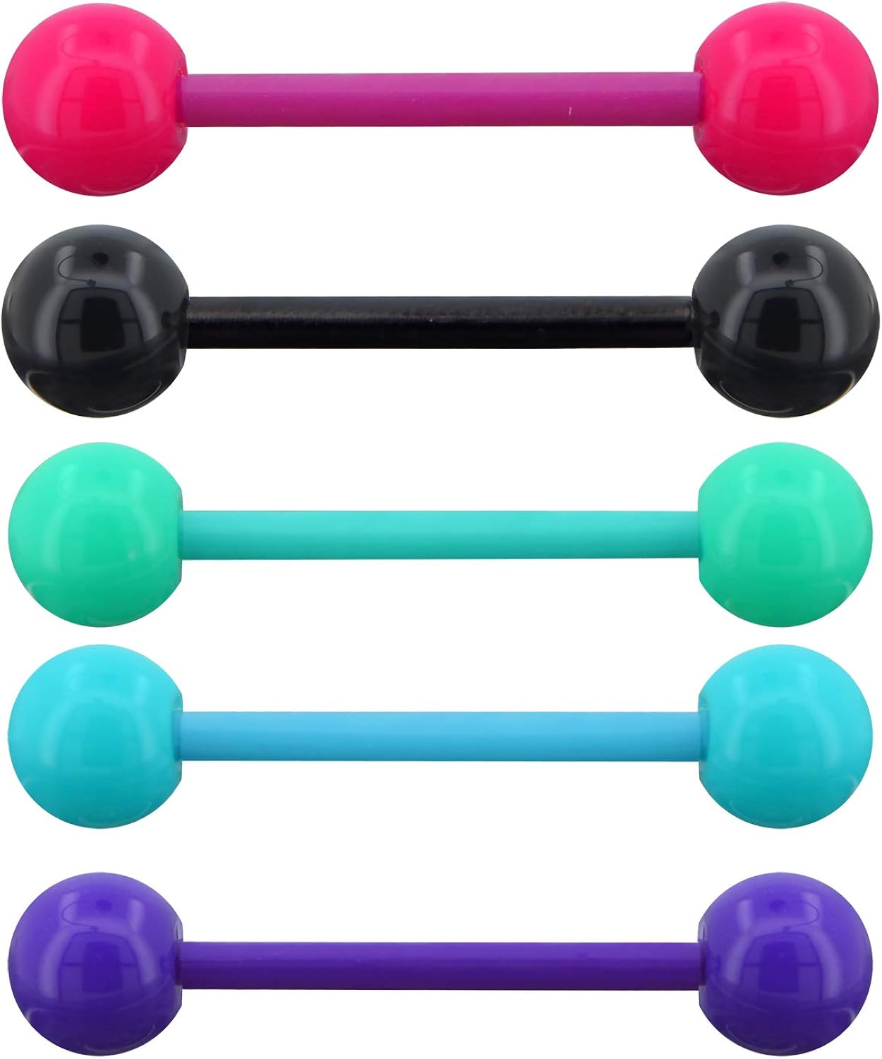 OUFER 14G 5PCS Soft Acrylic Tongue Bars Colorful Tongue Piercings