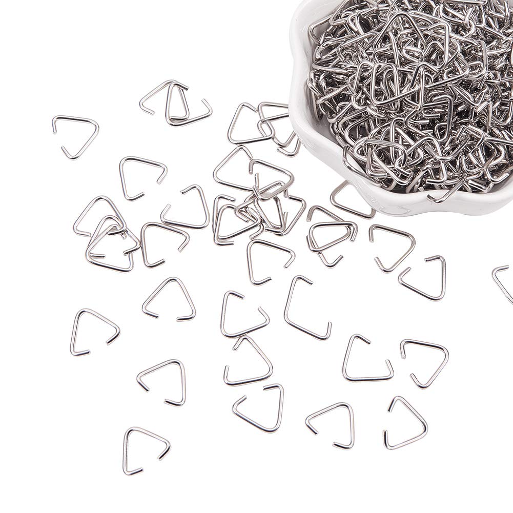 PH PandaHall Elite 400 Pieces Triangle Open Jump Rings Iron Pinch Clip Bail Hang Drops 18 Gauge For Jewelry Findings Platinum 11X13Mm