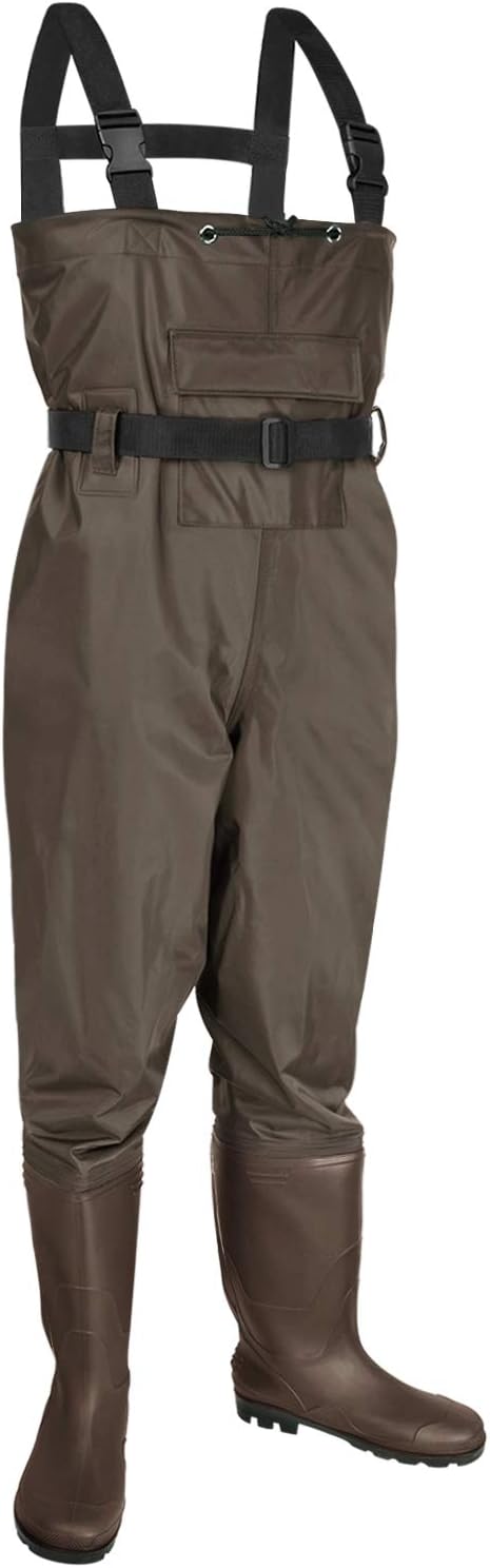 KOMEX Chest Waders,Fishing Boots Waders Hunting Bootfoot with Wading Belt Waterproof Boots Breathable Nylon and PVC Wading Boots for Men and Women