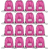 CODOBON 16 Pack Drawstring Bags,Bulk Draw String Backpack, Gym Sports Cinch Bag Sackpack for Women Men, Pink