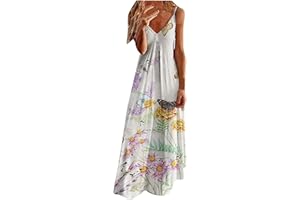 ANUYALUE Plus Size Dress for Women Vintage Floral Print Beach Maxi Dress Summer Vneck Sun Dress Dressy Casual Maxi Dresses
