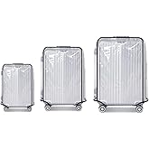 Klmsscxy 3 Pieces Clear PVC Suitcase Cover Luggage Cover Suitcase Cover Set for 3 Luggage Covers for Suitcase (20-24-28Inch)