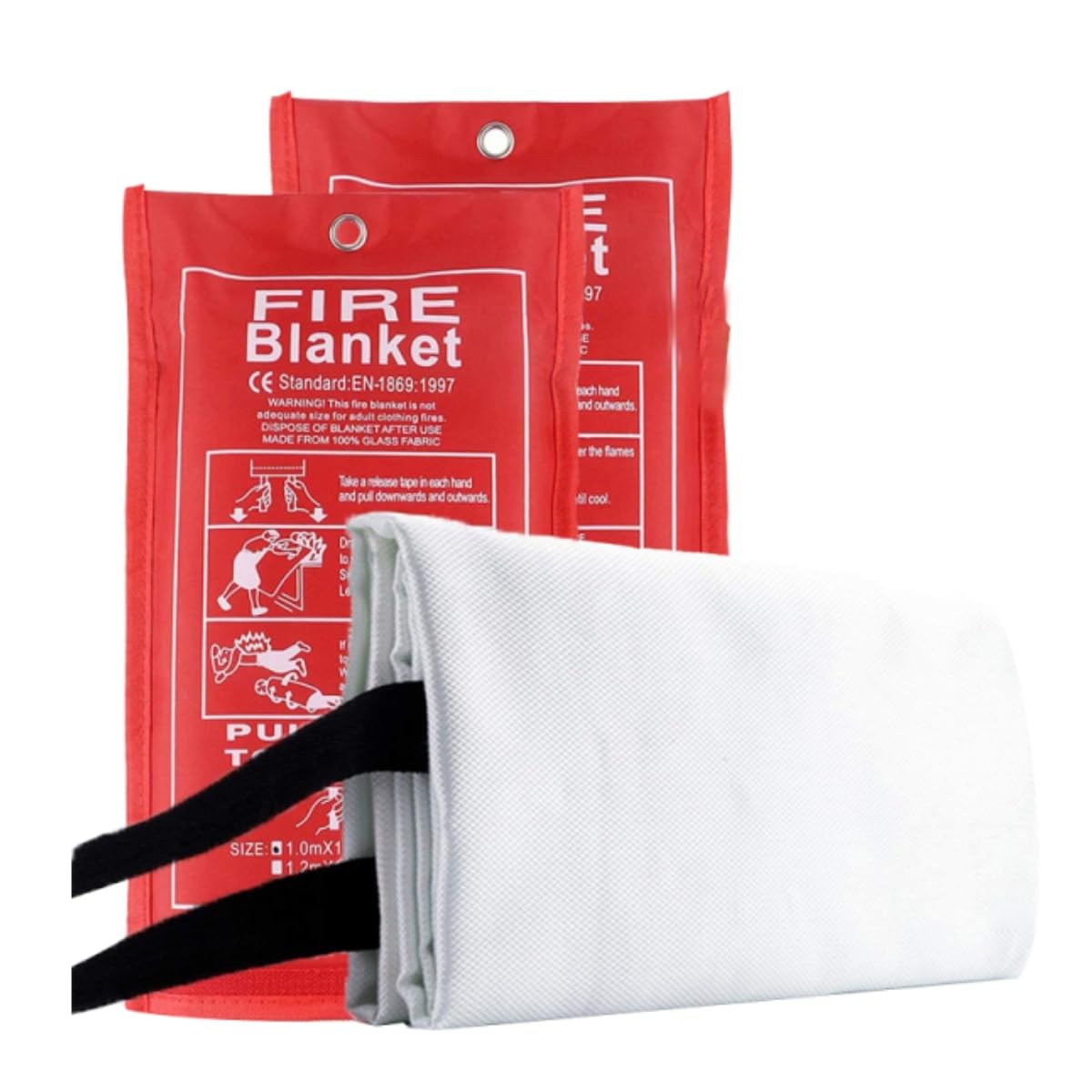 YSTrillion Pack of 2 Fire Blankets 1.5m x 1.5m - European Standard, Versatile Fire Protection, Fibre Fire Blanket with Storage Pouch