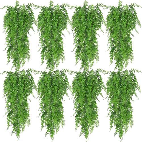 Huryfox Artificial Hanging Plants Fern Vine - 8PC Fake Ivy Leaves Decoration for Indoors & Outdoors, Faux Foliage Greenery Decor for Living Room, Kitchen, Balcony, Garden, Bedroom, Farmhouse Aesthetic at Amazon