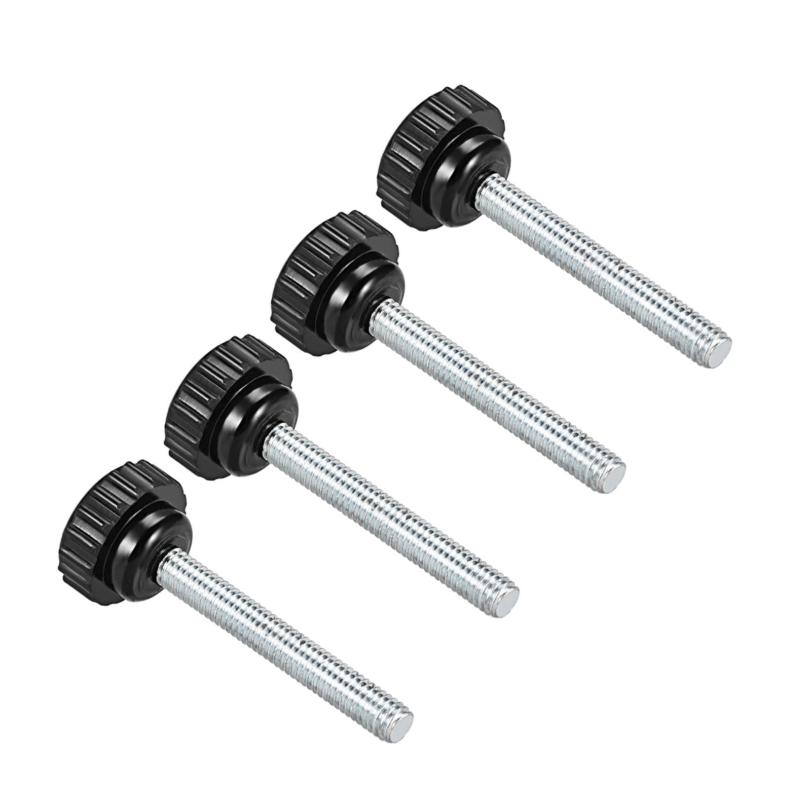 CoCud Knurled Clamping Knobs, M6 x 44mm Male Thread 21mm Head, Thermoset Plastic Thumb Screw Grip Bolt Knobs Black - (Applications: for Lathe Machinery), 4-Pieces