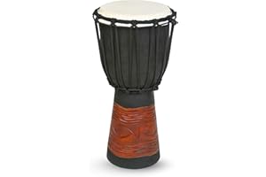 GMP Hand-Carved Mahogany Djembe, 7" Hand Drum Djembe with Ocean Carving