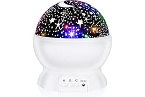 RICTLY Night Light for Kids, Kids Night Light Nebula 360 Degree Rotation - 4 LED Bulbs 12 Light Color Star Projector Changing with USB Cable, Romantic Gifts for Men Women Children