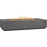 Real Flame Aegean 70in Rectangle Propane or Natural Gas Fire Pit Table, 65,000 BTU, Powder-Coated Steel, Push-Button Ignition, Lava Rock, Storage Cover, Stainless Steel Burner - Weathered Slate