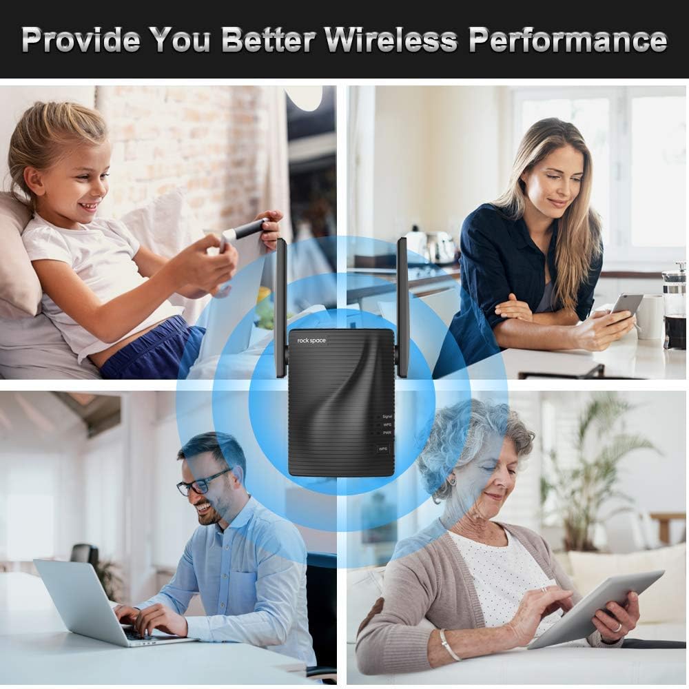 WiFi Range Extender - 750Mbps WiFi Repeater Wireless Signal Booster, 2.4 & 5GHz Dual Band WiFi Extender with Ethernet Port, 360 Degree Full Coverage WiFi Range Extender Repeater, Simple Setup: Computers & Accessories