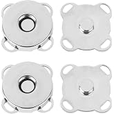 MIDELONG 12 Sets Plum Magnetic Snaps Buttons, Magnetic Purse Closures Fasteners Magnetic Button Clasps Snaps for Purses Bags Clothes Handbags Scrapbooking Sewing DIY Craft (14mm,Silver)
