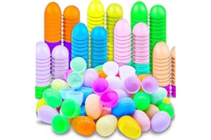 BICMAN 50Pcs Plastic Fillable Easter Eggs,Assorted Colorful Easter Eggs Bulk for Egg Hunt,Easter Basket Stuffers Fillers,Surprise Egg,Easter Party Favors,Classroom Prize Supplies