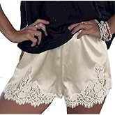 Women Satin Silk Lace Trim Shorts Silky Low Rise Boxer Shorts Y2k Teen Girls Cute Coquette Lounge Slip Bottoms
