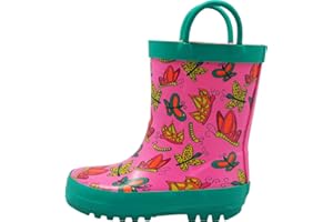 NORTY Rubber Rain Boots for Kids - Waterproof Rubber Boots Boys and Girls Solid & Printed Rainboots for Toddlers and Kids