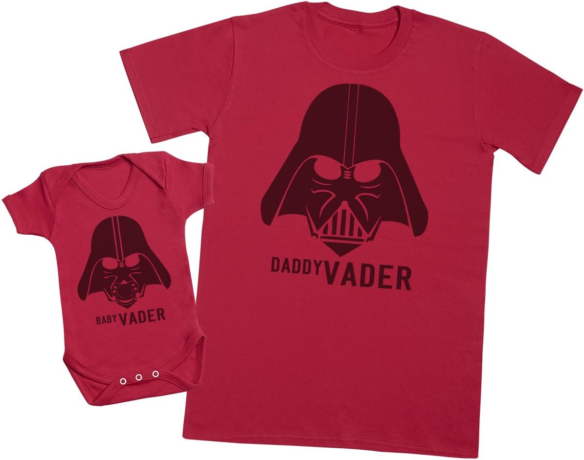 Zarlivia Clothing Baby Vader & Daddy Vader - Matching Father Baby Gift Set - Mens T Shirt & Baby Bodysuit