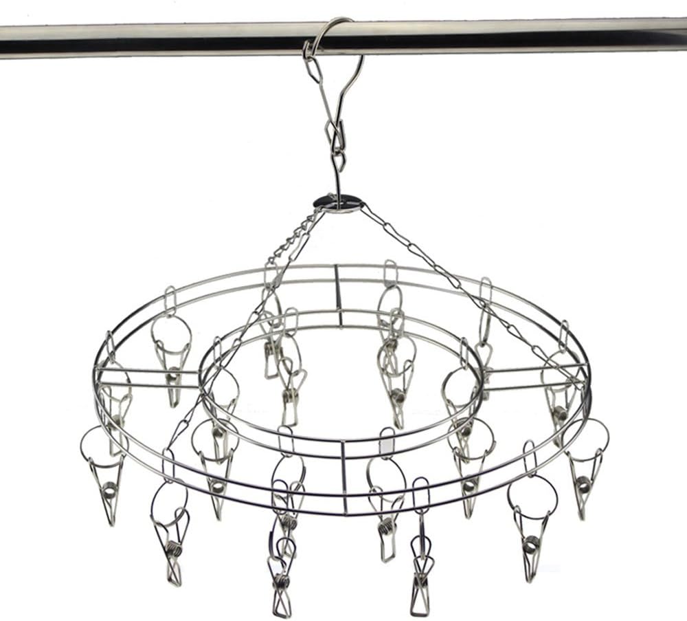 Wassontec Clip and Drip Laundry Hanger Drying Rack Kitchen Shower Room Outdoor Indoor Portable Clothesline Replacement with 20 Clips