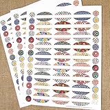 81 Kaleidoscope Oval Poly Waterproof Essential Oil Bottle Labels Plus 81 Round Cap Stickers by Rivertree Life