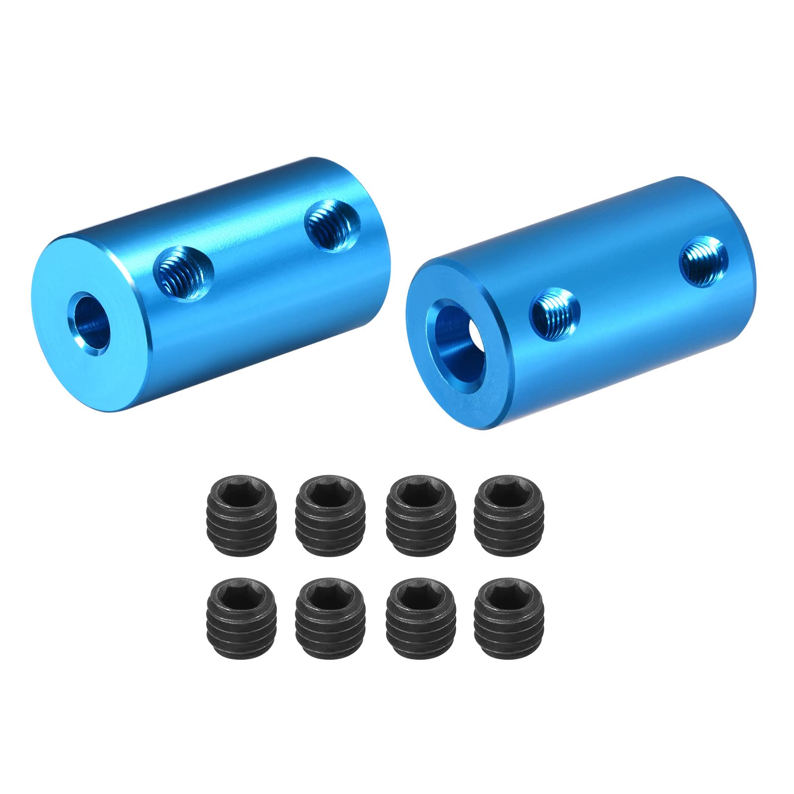 DMiotech 2 Pack 4-6mm Bore L25XD14 Rigid Coupling Shaft Coupling Joint Connector w Screws Aluminum Alloy Motor Shaft Connector for 3D Printer Blue