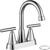 Cobbe Chrome Bathroom Faucets for Sink 3 Hole, 4 inch Chrome Bathroom Sink Faucet with Pop-up Drain and Supply Hoses, Stainless Steel Lead-Free Centerset Touch On Faucets for Bathroom Sink Vanity RV