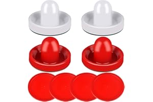 ONE250 Air Hockey Pushers and Red Air Hockey Pucks, Goal Handles Paddles Replacement Accessories for Game Tables (4 Striker, 