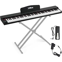 ZHRUNS 88-Key Weighted Digital Piano Keyboard For Beginners – Full Size With Stand, Headphone Jacks & Multiple Sounds