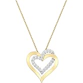 GILDED Itsy Bitsy 1/4 Cttw Lab-Grown Diamond Heart Pendant Necklace in Sterling Silver, Prong-Set Real Diamonds, Adjustable Chain