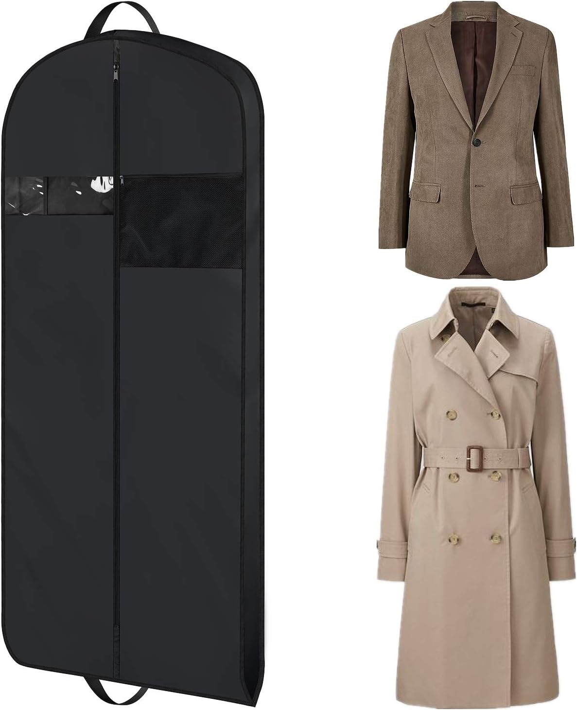 Hanging Suit Bag 49 57 Inch with Accessories Zipper Pocket for Storage