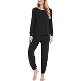 GYS Womens Pajamas Set - Viscose Made from Bamboo, Long Sleeve Sleepwear Tops with Jogger Pants Lounge Pjs Sets