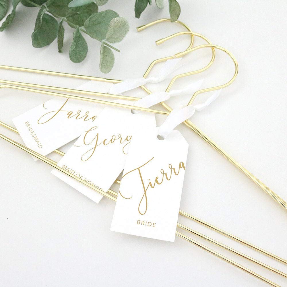 Wedding Dress Hangers Set of 3 Gold Metal Bridal Hangers
