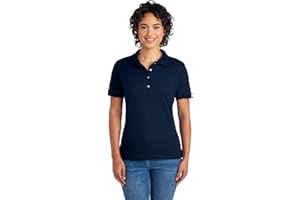 Jerzees Women's Short Sleeve Polo Shirts, Cotton Blend, Two Button Closure, Regular Fit, Sizes S-2xl