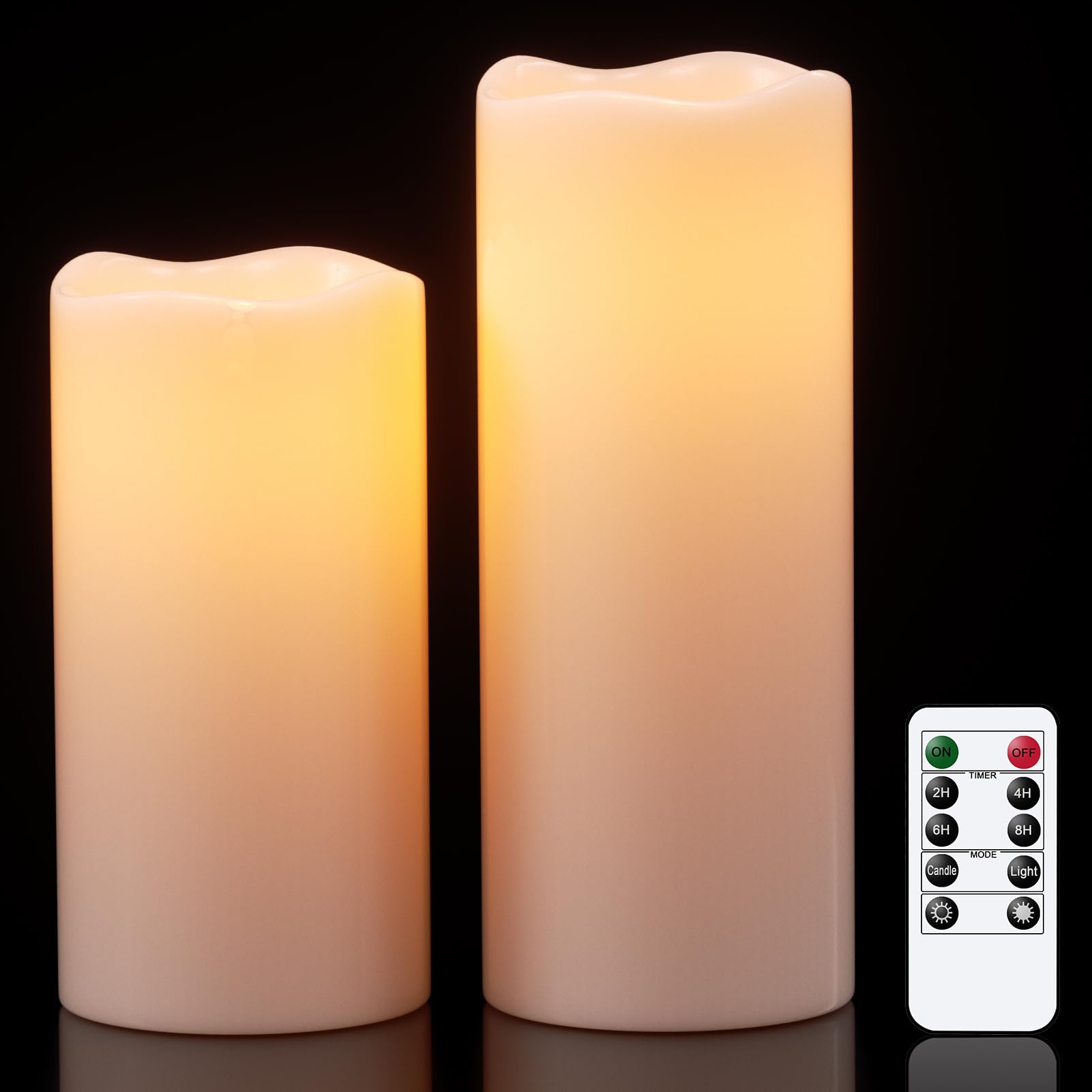 Photo 1 of GenSwin Outdoor Candles with Remote Timer for Lanterns, 2 Pack IP65 Waterproof Flameless Candles Battery Operated, LED Pillar Candles for Indoor Outdoor Lanterns, Long-Lasting(4" x 10"&4"x8")